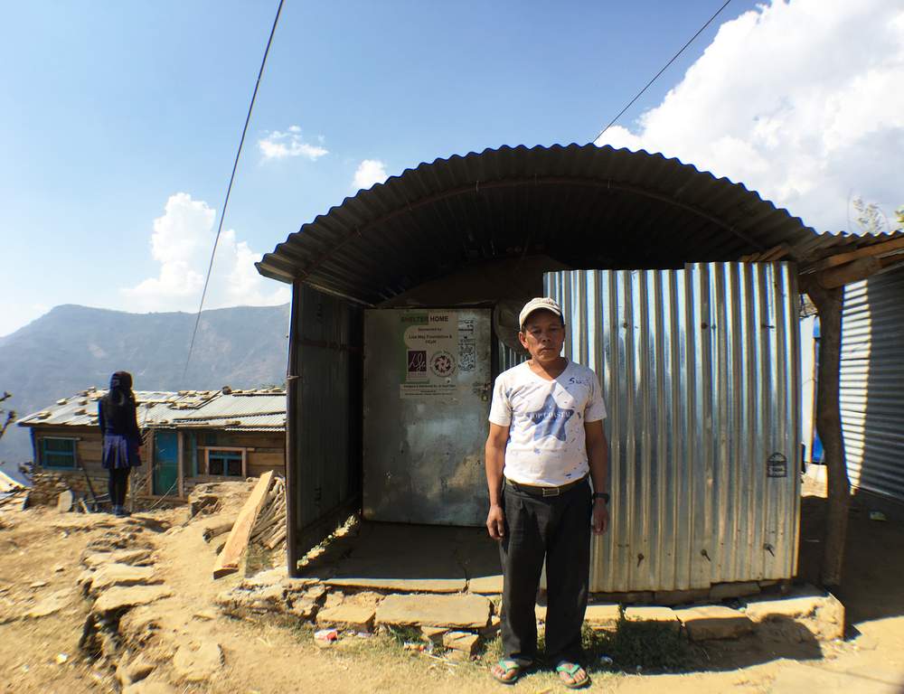 50-year-old shopkeeper Putaram Gurung, whose home was destroyed in the earthquake, lived in a tent with his family&amp;nbsp;for two months before his shelter home was built by the&amp;nbsp;Lisa May Foundation.