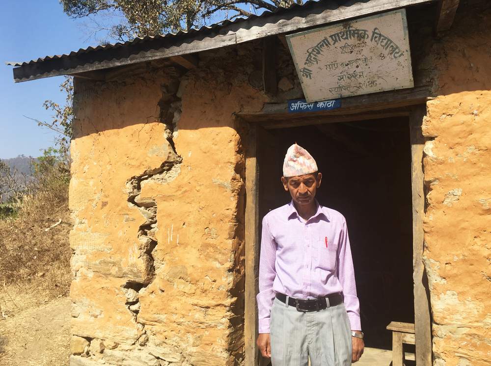 Hari Prasad Pokhrel, head teacher of Shree Bhadrashila Pra Bi School.