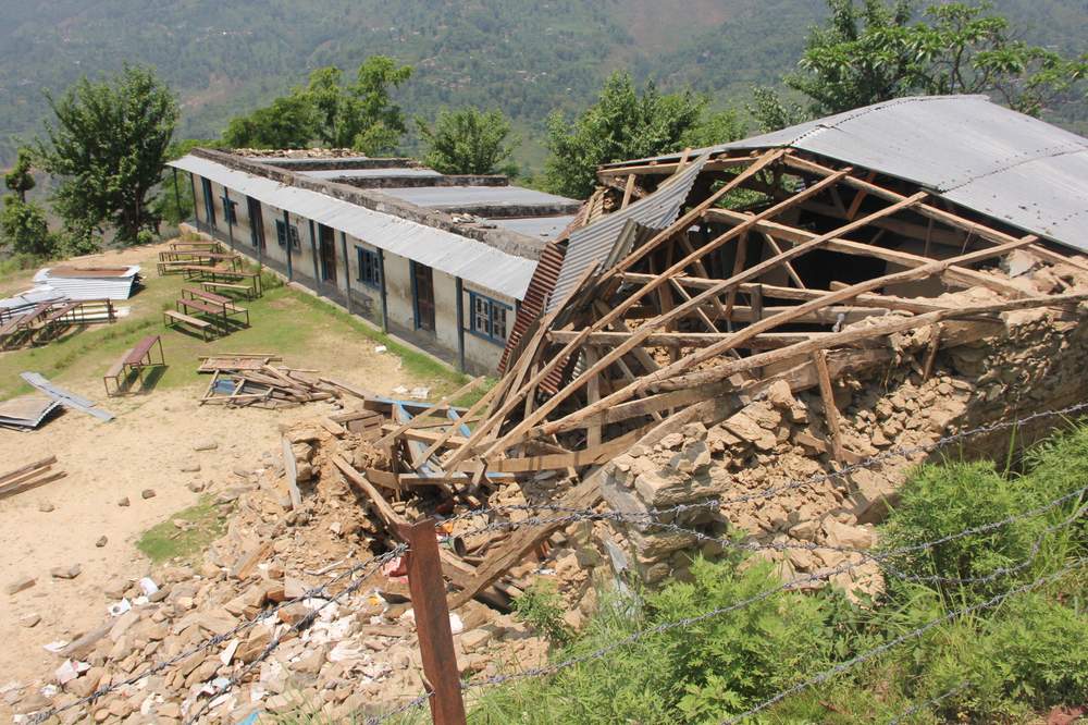 The damage caused at Mohenrda Lila School in Harmi, Gorkha.